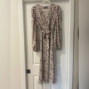 Nasty Gal long floral dress with slit - Size 6